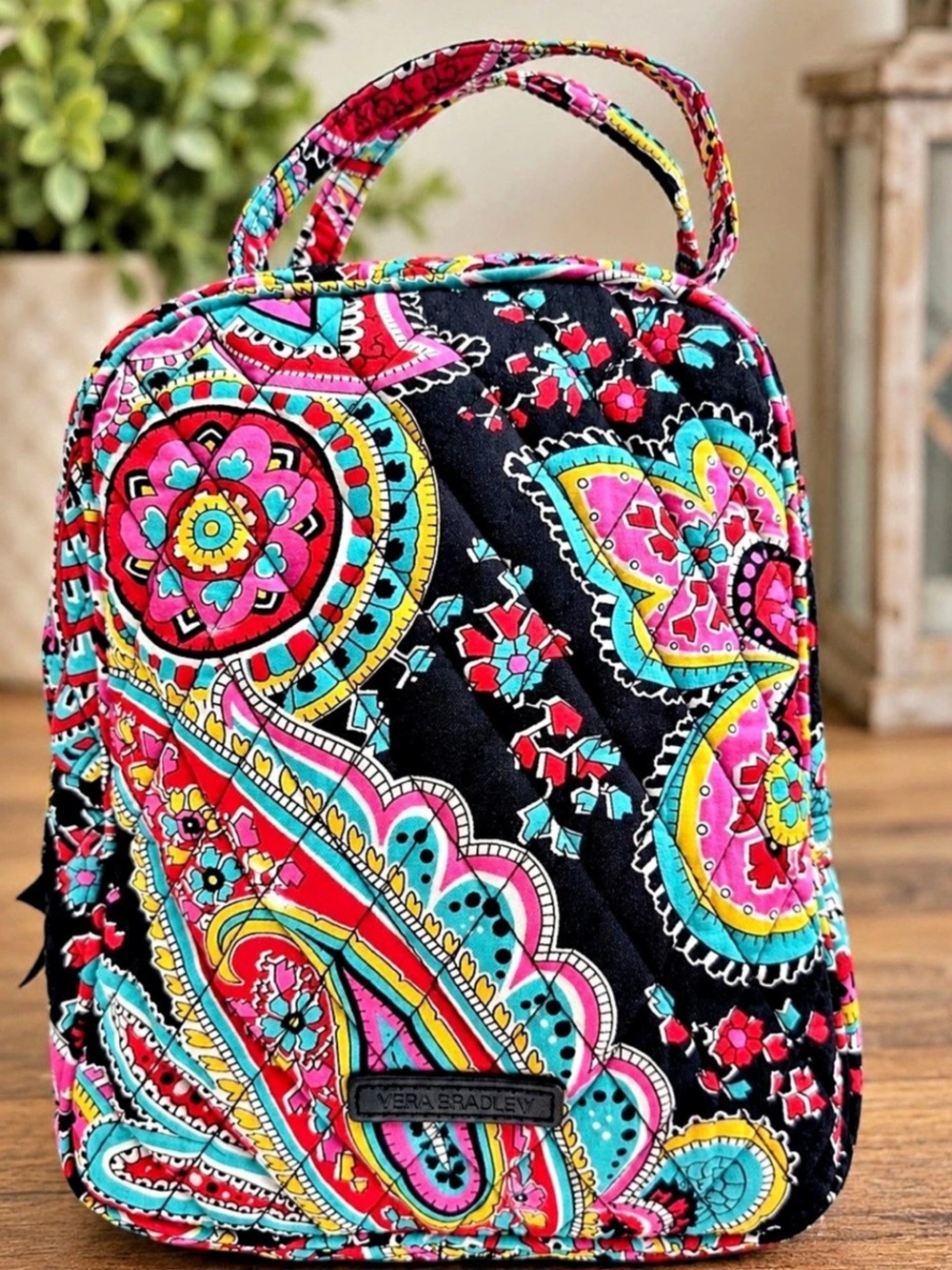 Vera Bradley Paisley Backpack in Black & Pink Like New